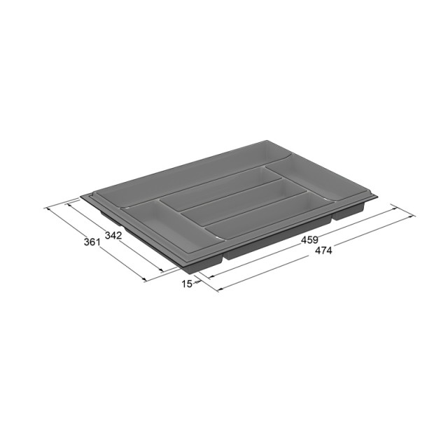 CUTLERY TRAYS VOLPATO 45, GREY - FULL EXTENSION